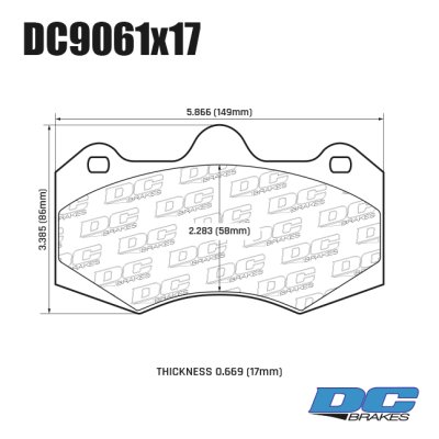 Колодки тормозные DC9061E17 DC Brakes RT.2 AP Racing CP7040, CP9040; CP7040D61; D61