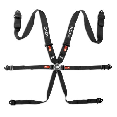 Ремень безопасности SPARCO 6 точек 3-2-2" Competition H-3 PD FIA 8853-2016 чёрный, BRN0054B0K0100N