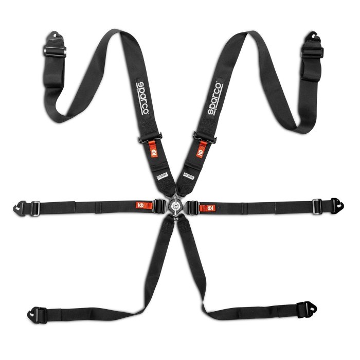 Ремень безопасности SPARCO 6 точек 3-2-2" Competition H-3 PD FIA 8853-2016 чёрный, BRN0054B0K0100N