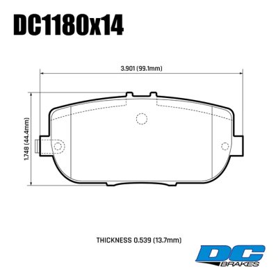 Колодки тормозные DC1180N14 DC Brakes RE26 RACING задн. Mazda Miata MX-5 NC; ND; FIAT 124 SPIDER;  