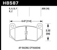 Колодки тормозные HB587U.630 HAWK DTC-70 AP Racing CP7600D46; 16 mm