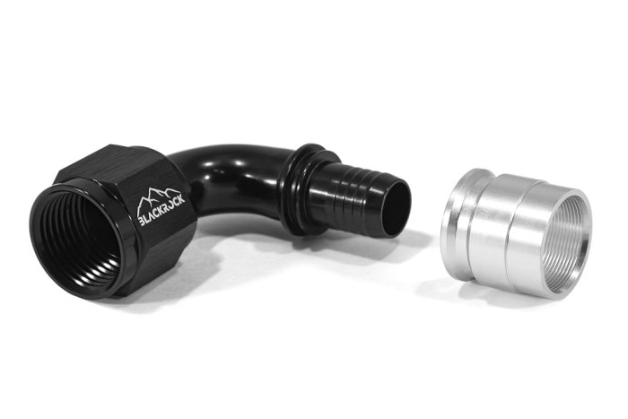 - 10 AN (10AN AN10) фитинг 90°, под опрессовку, под PTFE шланг, BLACKROCK LAB ЧЁРНЫЙ, C10-090-8BK