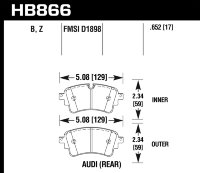 Колодки тормозные HB866B.652 Street 5.0 задние A4 B9; A5 F53; Q5 FYB; Q7 4MB; TOUAREG CR7