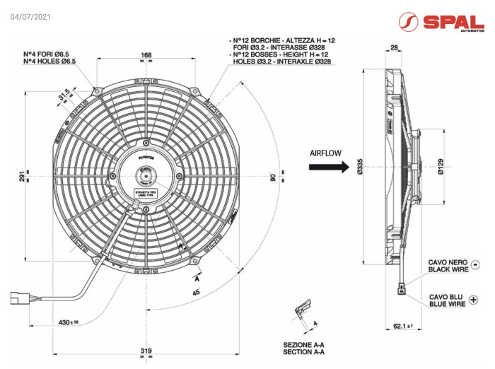 Вентилятор втягивающий (за радиатором) 12" (305mm) 1860 м3/ч SPAL VA10-AP50/C-25A