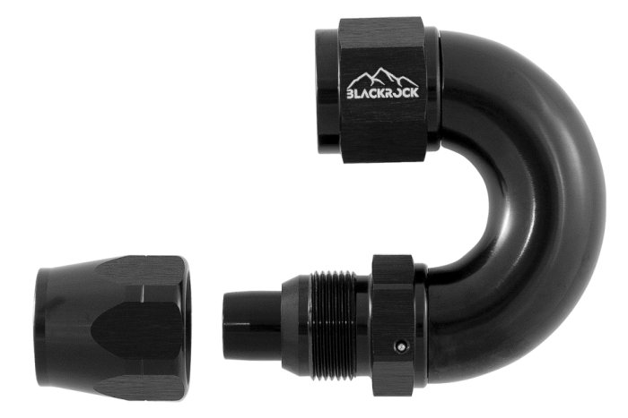 - 12 AN (12AN AN12) фитинг 180°, Full Flow серия BLACKROCK LAB ЧЁРНЫЙ A12-180-3BK