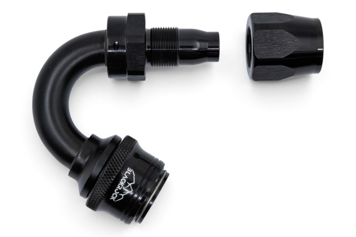 - 10 AN (10AN AN10) фитинг 150°, быстросъём М - шланг, Easy-Release, BLACKROCK LAB, FA10-150-F