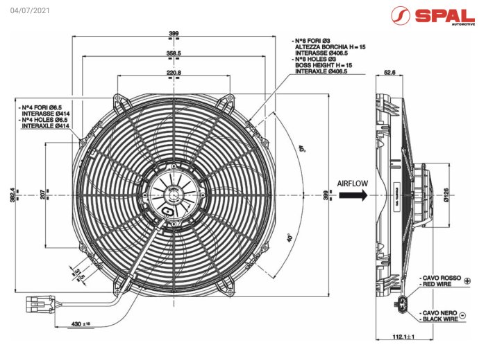Вентилятор втягивающий (за радиатором) 16" (385mm) 3417 м3/ч SPAL VA33-AP91/LL-65A