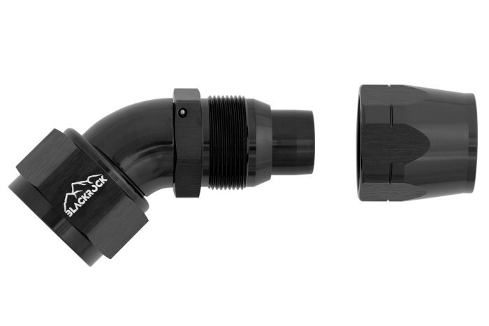 - 16 AN (16AN AN16) фитинг 45°, Full Flow серия BLACKROCK LAB ЧЁРНЫЙ A16-045-3BK