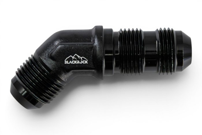 Адаптер П AN08 - П AN08, 45°, алюминий проход через кузов, BLACKROCK LAB, AF837-08BK