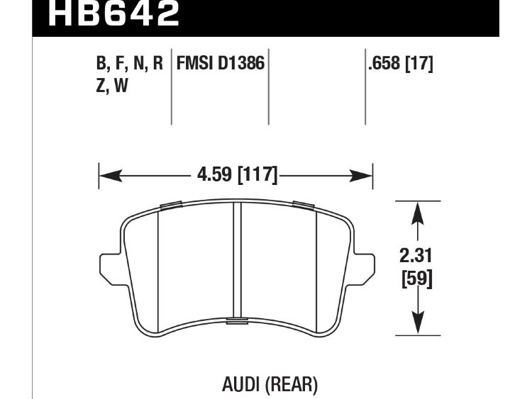 Колодки тормозные HB642W.658 HAWK DTC-30; Audi rear 17mm