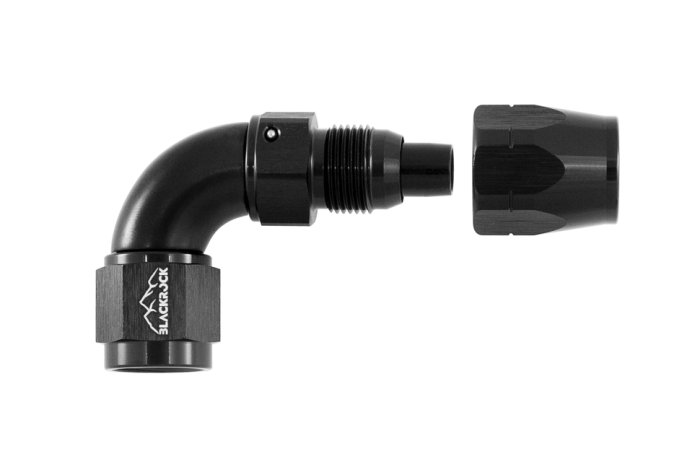 - 6 AN (6AN AN6) фитинг 90°, Full Flow серия BLACKROCK LAB A06-090-3BK
