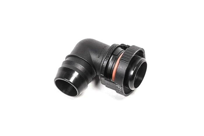 Адаптер 19mm - 19mm быстросъём, 90°, Radium Engineering, 14-0668; VAG  2.0L Gen3 EA888; 