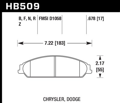 Колодки тормозные HB509B.678 HAWK Street 5.0 перед Dodge Challenger 2007-&gt; ; Chrysler 300C 2010-&gt;