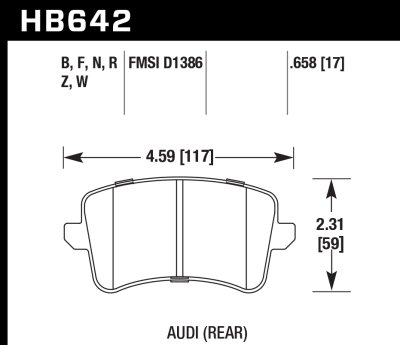 Колодки тормозные HB642Z.658 HAWK Perf. Ceramic  Audi A5, A4 (1LA), Q5
