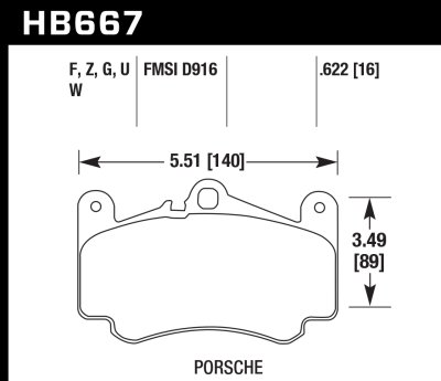 Колодки тормозные HB667G.622 HAWK DTC-60 передние Porsche 911 996; 911 997