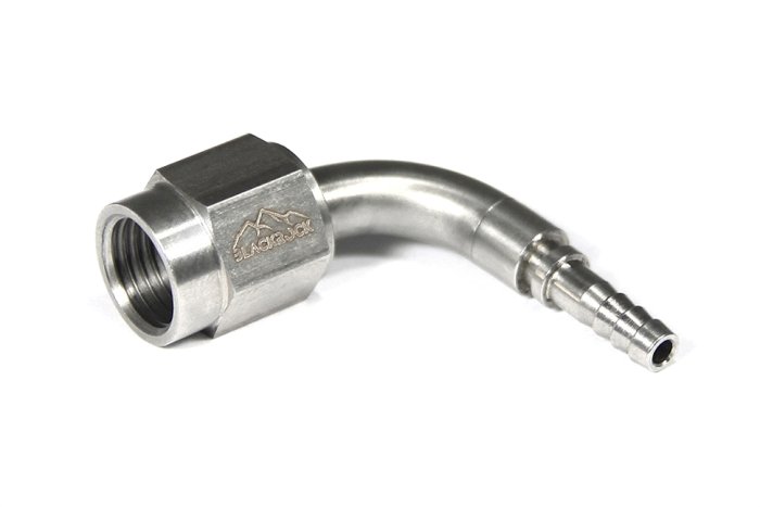 Фитинг мама AN-03 3/8X24 под прямой конус, 90°, D-03 нерж. сталь, crimp TC03-091-6, BLACKROCK LAB