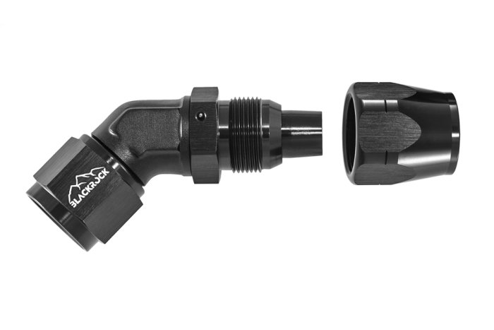 - 8 AN (8AN AN8) фитинг 45°, кованый, BLACKROCK LAB A08-045-6BK
