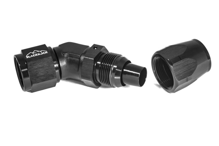 - 8 AN (8AN AN8) фитинг 45°, кованый, BLACKROCK LAB A08-045-6BK