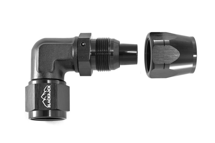 - 8 AN (8AN AN8) фитинг 90°, кованый, BLACKROCK LAB A08-090-6BK
