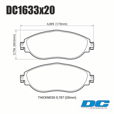 Колодки тормозные DC1633N20 DC Brakes RE26 перед VW GOLF VII; Tiguan; A3 8V; Skoda Octavia, Kodiaq