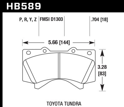 Колодки тормозные HB589Z.704 HAWK PC передние  LEXUS LX570, LX450D, TOYOTA LC200 Tundra, SEQUOIA