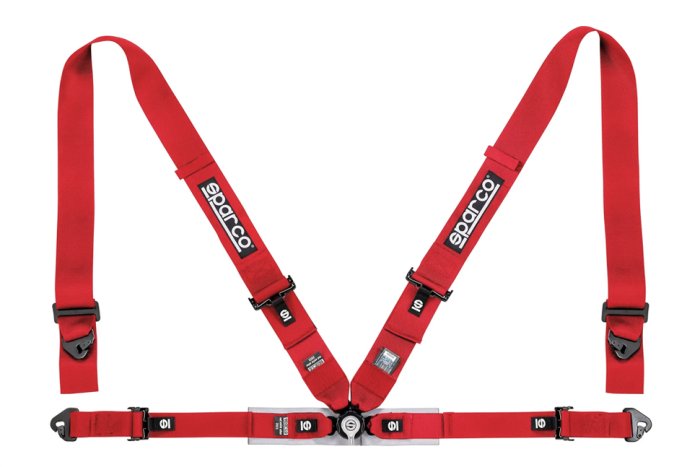 Ремень безопасности SPARCO 4 точки, 3-2", алюминиевый замок, FIA 8853/1998 красный, 04716M1RS