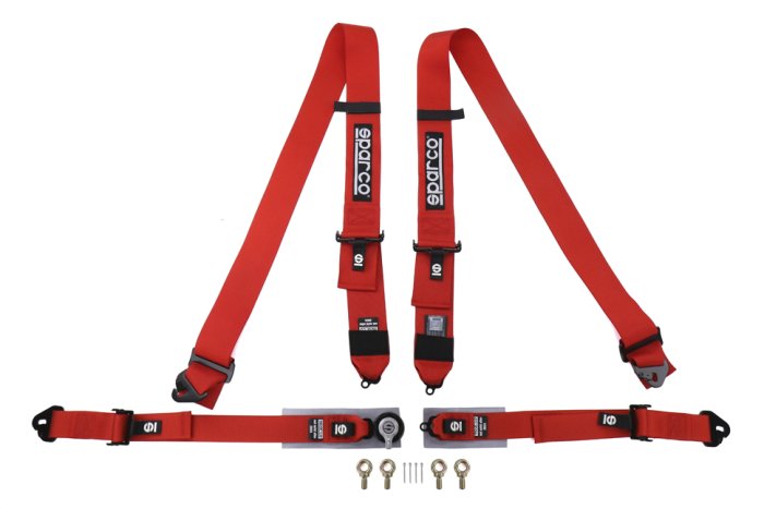 Ремень безопасности SPARCO 4 точки, 3-2", алюминиевый замок, FIA 8853/1998 красный, 04716M1RS