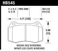 Колодки тормозные HB545N.564 HAWK HP+  передние Nissan 350Z; Skyline R32 (BREMBO)