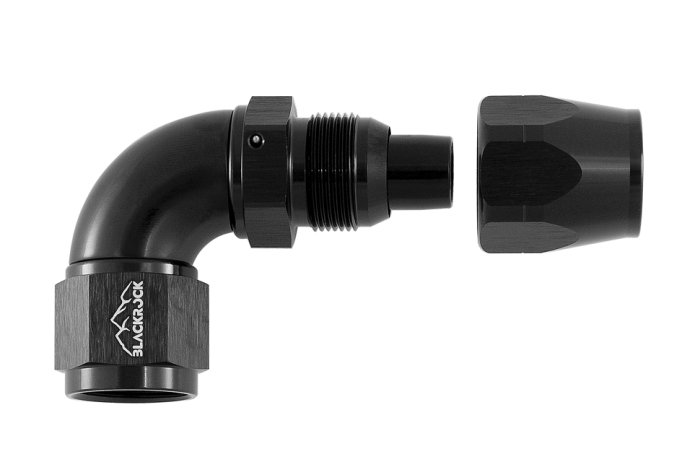 - 10 AN (10AN AN10) фитинг 90°, Full Flow серия BLACKROCK LAB ЧЁРНЫЙ A10-090-3BK
