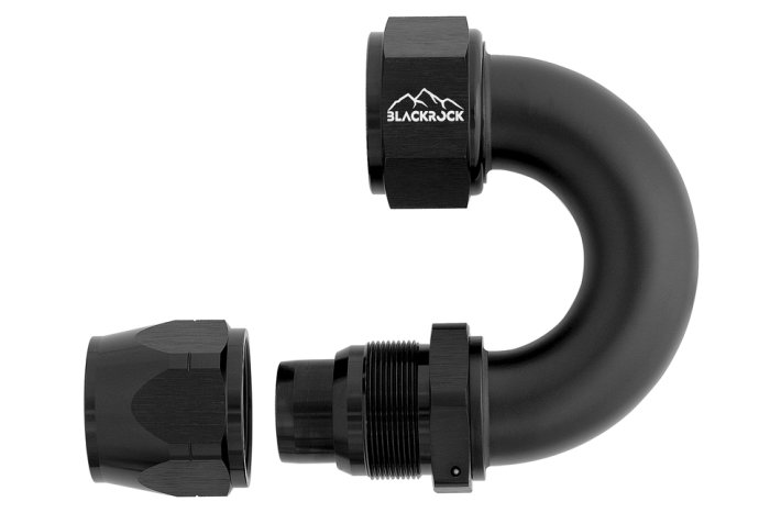 - 20 AN (20AN AN20) фитинг 180°, 20 серия Cutter Style, BLACKROCK LAB A20-180-2BK
