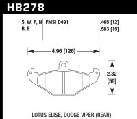 Колодки тормозные HB278N.465 HAWK HP+ задние DODGE / RENAULT