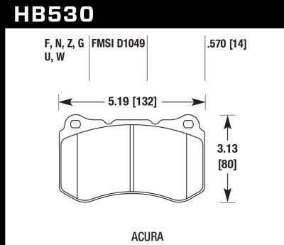 Колодки тормозные HB530F.570 HAWK HPS