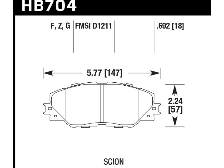 Колодки тормозные HB704G.692 HAWK DTC-60 перед RAV4 2006-2013