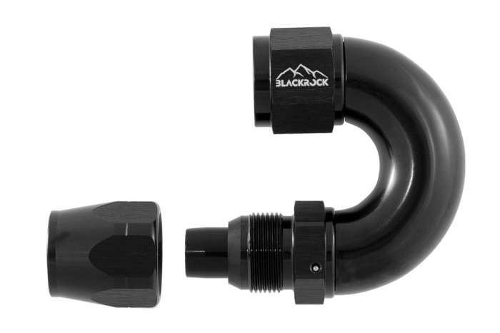 - 10 AN (10AN AN10) фитинг 180°, Full Flow серия BLACKROCK LAB A10-180-3BK