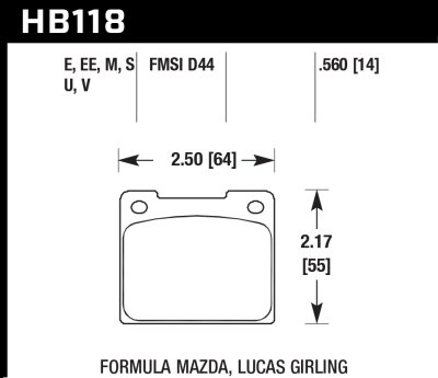 Колодки тормозные HB118E.560 HAWK Blue 9012  ALCON 4R-Type, R-Type