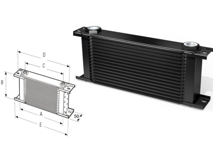 Радиатор масляный 10 рядов; 405 mm ширина; ProLine STD (M22x1,5 выход) Setrab, 50-910-7612