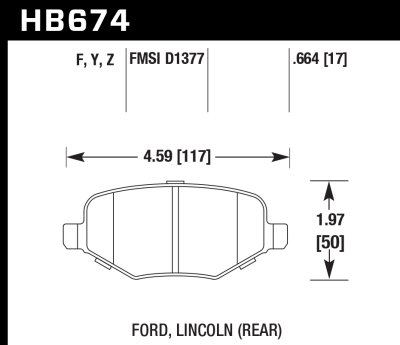 Колодки тормозные HB674Y.664 HAWK LTS, задние, Ford Explorer 2010-&gt;