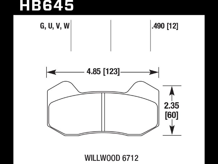 Колодки тормозные HB645V.490 HAWK DTC-50; Wilwood 6712 13mm