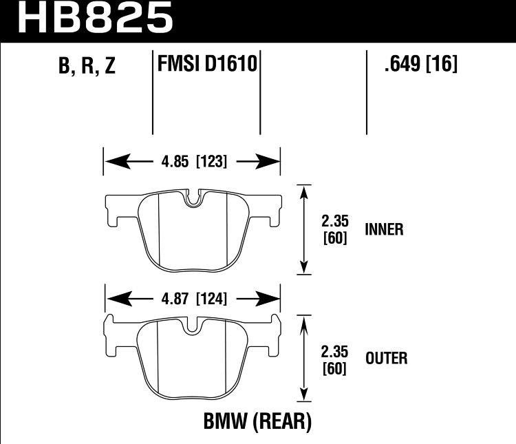 Колодки тормозные HB825B.649 HAWK HPS 5.0 BMW 328i M Sport задние
