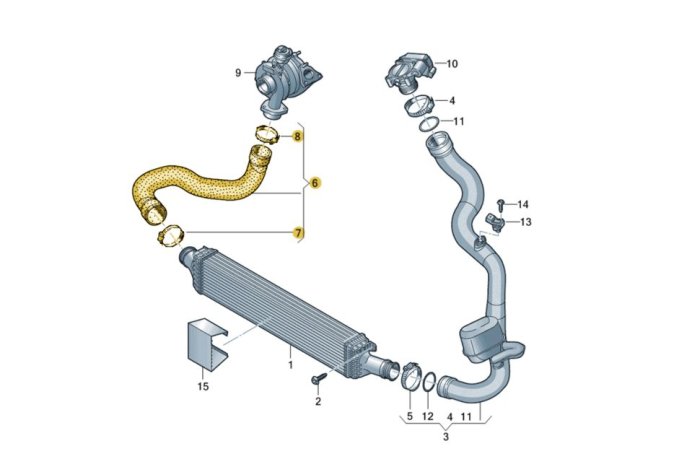 Силиконовый наддувочный патрубок интеркулера Audi A4/A5 B9 BlackRock Lab AU-SH-0429
