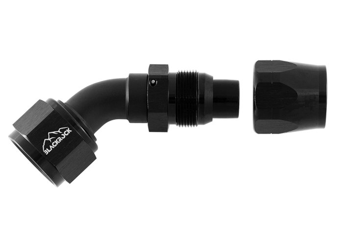 - 12 AN (12AN AN12) фитинг 45°, 20 серия Cutter Style, BLACKROCK LAB A12-045-2BK
