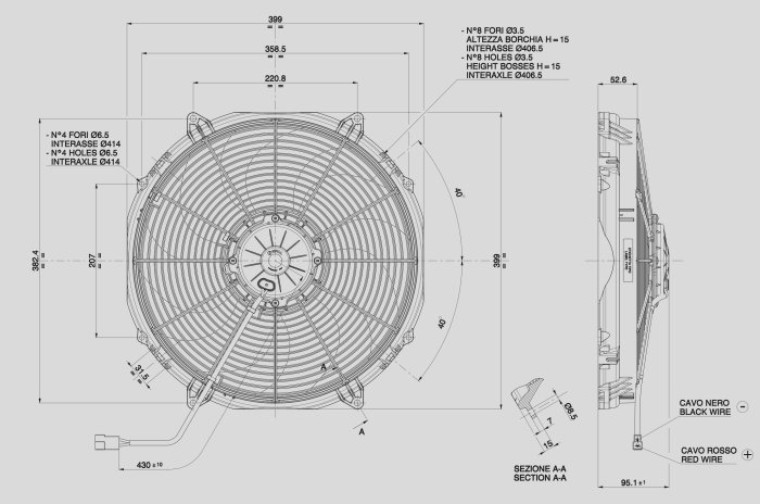 Вентилятор втягивающий (за радиатором) 16" (385mm) 3250 м3/ч SPAL VA33-AP71/LL-65A