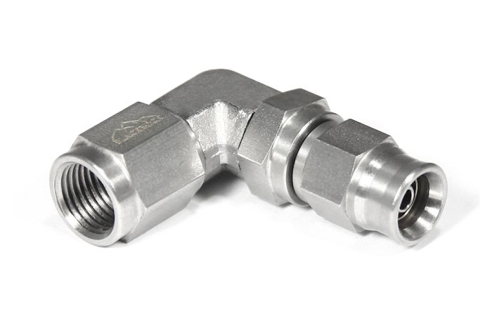 Фитинг мама AN-03 3/8X24 под прямой конус, 90°, D-03 сталь, T03-090-6ST, BLACKROCK LAB