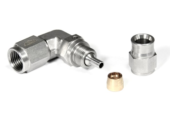 Фитинг мама AN-03 3/8X24 под прямой конус, 90°, D-03 сталь, T03-090-6ST, BLACKROCK LAB