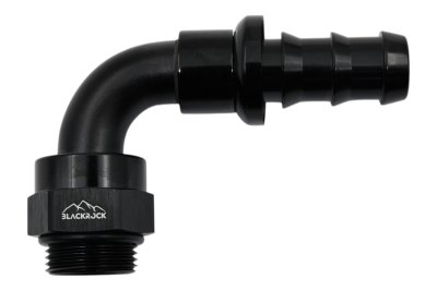 - 10 AN (10AN AN10) фитинг 90° ПАПА M22 x 1,5 mm, PUSH FIT, BLACKROCK LAB, P10-090-M22BK