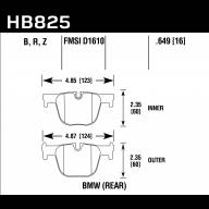 Колодки тормозные HB825Z.649 HAWK PC BMW 328i M Sport задние - Колодки тормозные HB825Z.649 HAWK PC BMW 328i M Sport задние