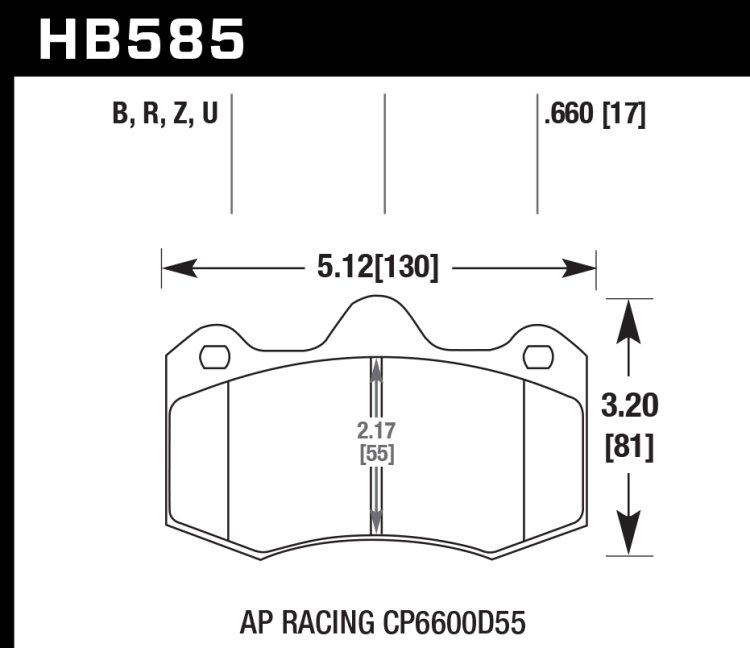 Колодки тормозные HB585D.660 HAWK ER-1 AP RACING CP6600D55