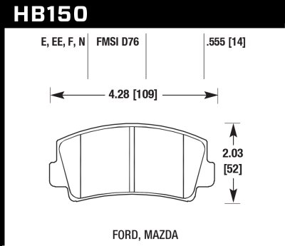 Колодки тормозные HB150N.555 HAWK HP Plus