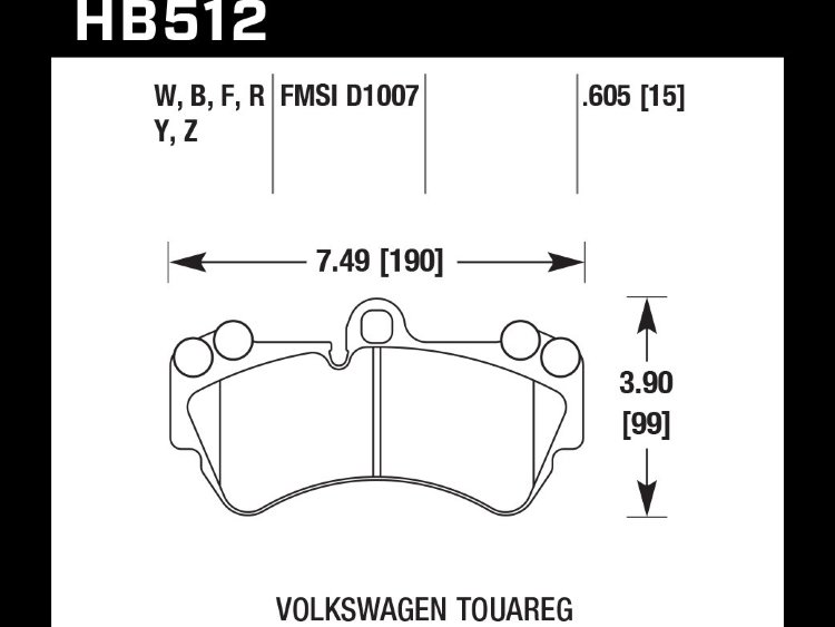 Колодки тормозные HB512B.605 HAWK HPS 5.0; перед PORSCHE Cayenne (955); VW Touareg 330 мм; HPB тип 4