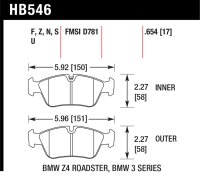 Колодки тормозные HB546F.654 HAWK HPS передние BMW 3 (E36), (E46), (E90), Z3, Z4